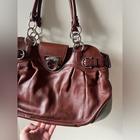 SOLD Deep Chocolate Brown Leather Salvatore Ferragamo Marisa - Picture 2 of 14